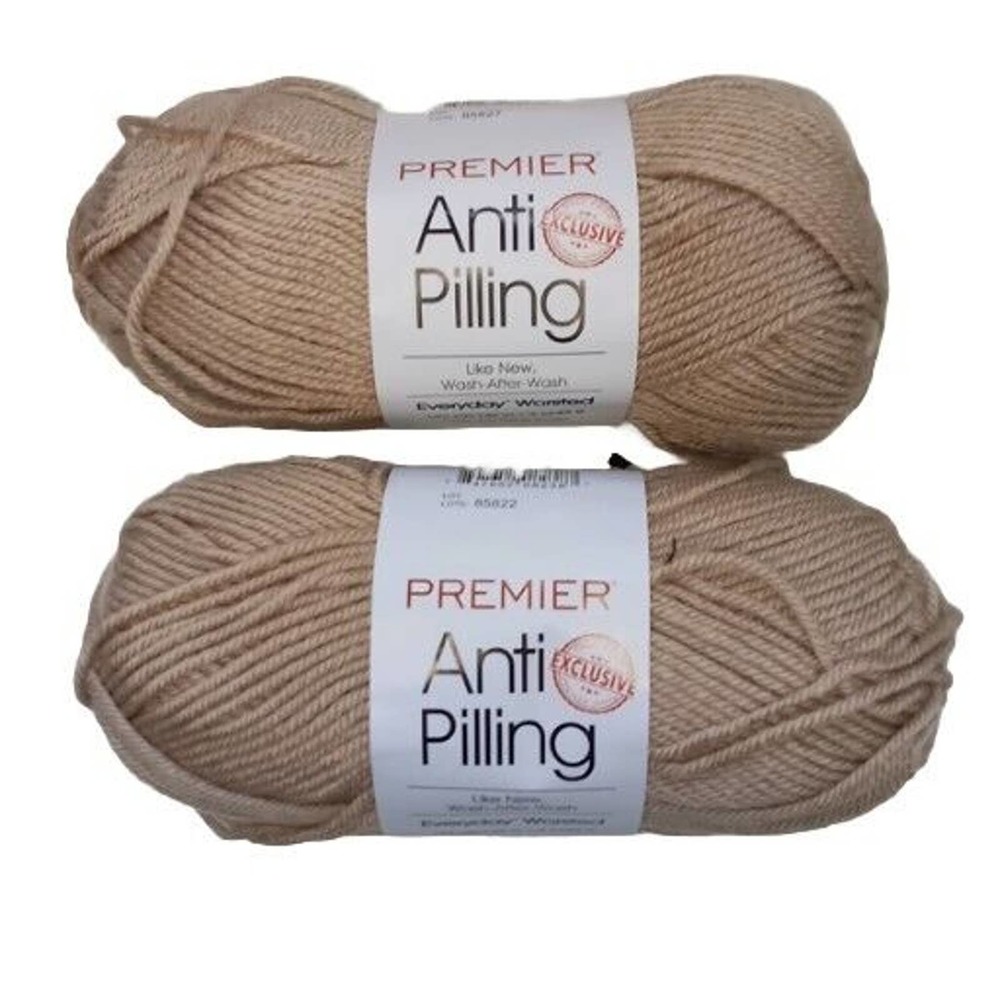 2 Premier Knitting Yarns Anti-Pilling Everyday Worsted Solid Yarn‎ Tan Cappucino